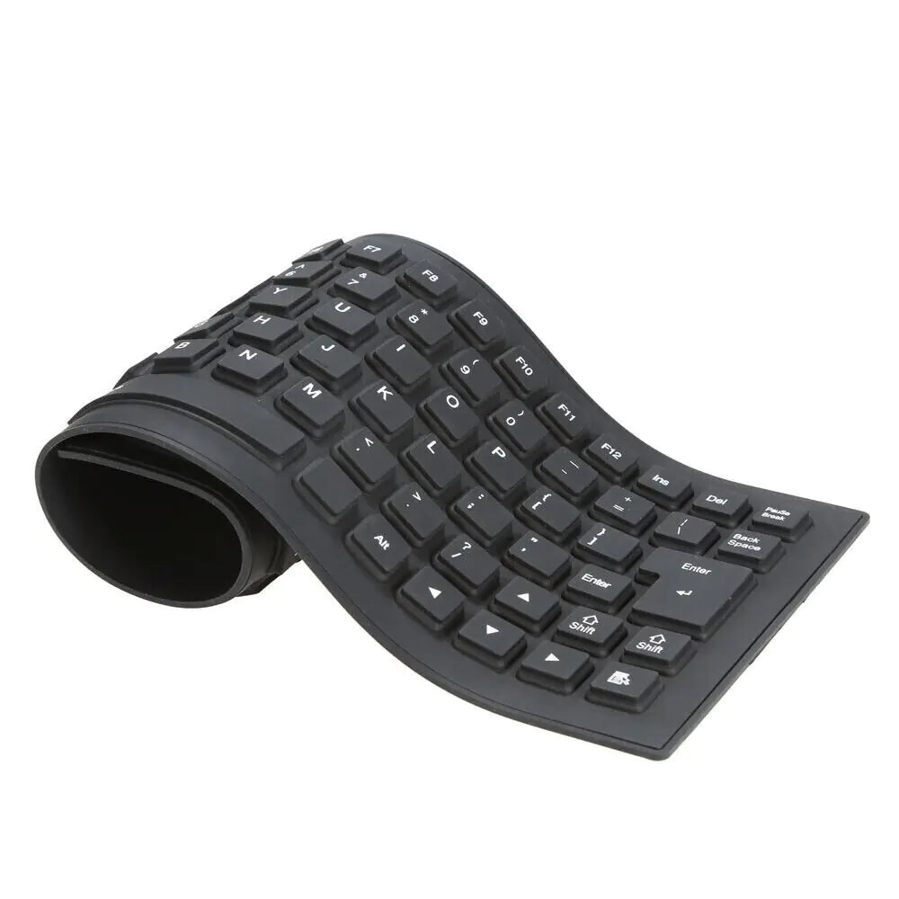 Waterproof Silicone Keyboard Foldable Flexible USB Dustproof DirtProof Full Size