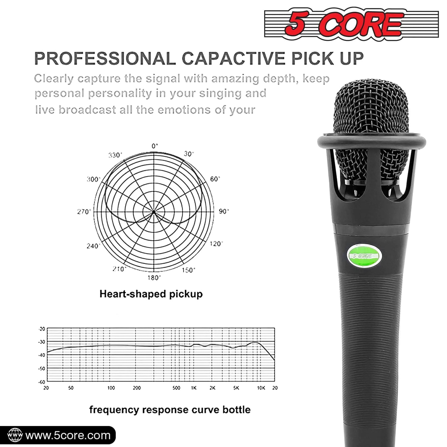 5 CORE XLR Dynamic Metal Mic Audio, Ideal for Singing, Captures Source Sound, Sturdy & Durable, Includes XLR Cable