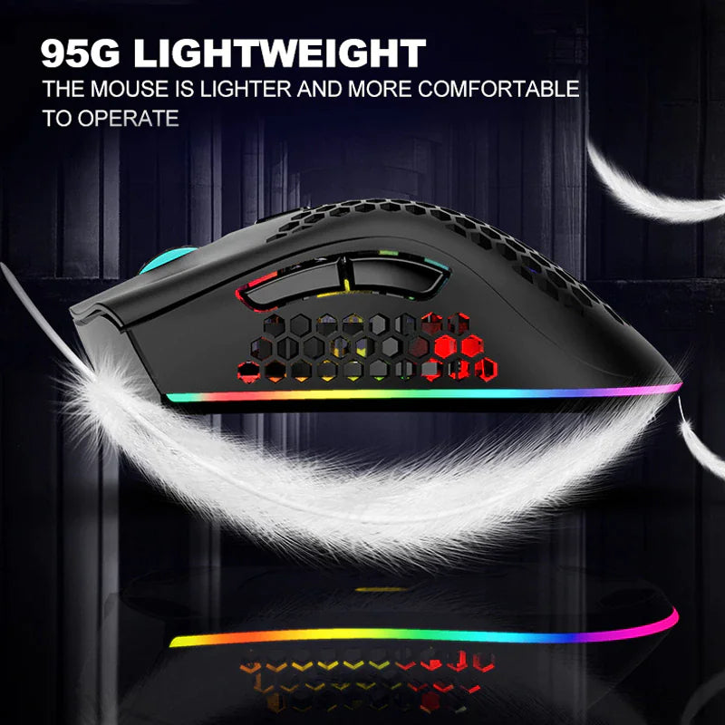 Wireless Mouse Gaming Rechargeable Optical Mouse Cordless 7 Color LED Backlit PC