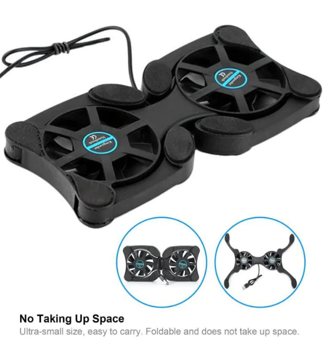 Dual USB Cooling Fan Pad Foldable Slim Fans Cooler Stand For Laptop PC Notebook